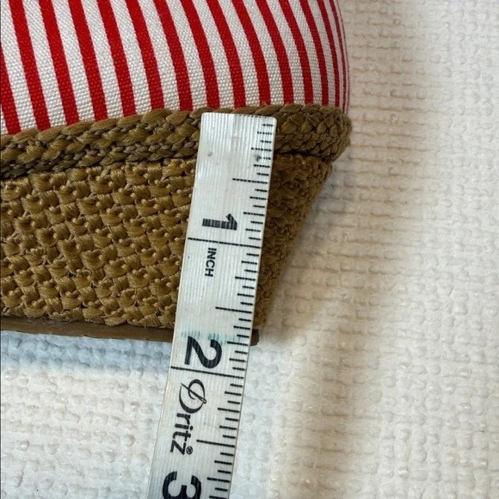 Beacon Espadrille Heel Women Red White Americana Striped Canvas Nautical Shoe 8M